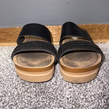 Reef Women's Cushion Vista Hi Slide Sandals Black Braid Size 5