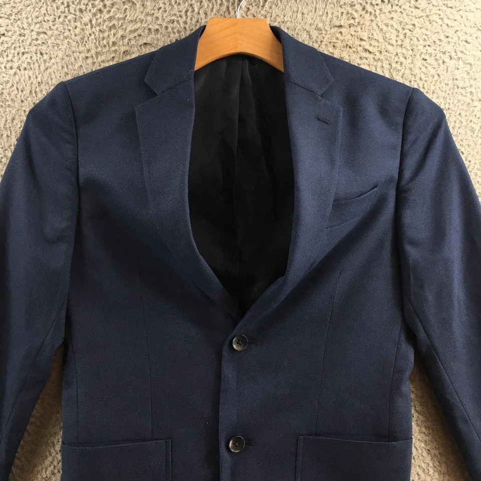 Chaqueta Blazer Nordstrom Rack Trim Fit Para Hombre 36R Azul Manga Larga Informal Botón Foto 2 de 4