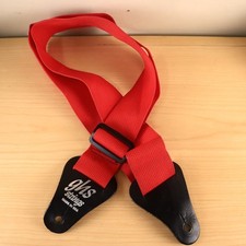 Vintage 90s GHS Strings Webbing Guitar Strap Red Made in USA