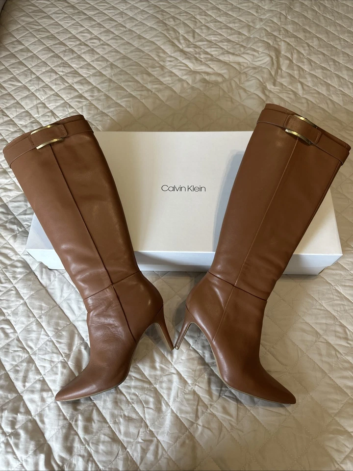 Calvin Klein Glydia Cow Silk Cognac 8.5 knee high Boot — 第 4/4 张图片