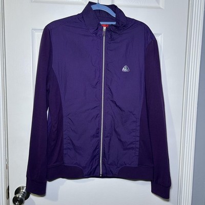 Roberta Di Camerino Jacket Women s Large Purple Check Windbreaker Sport Full Zip