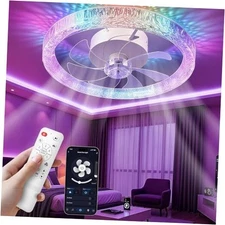 Ceiling Fans with Lights and Remote, 20" RGB Ceiling Fan with Voice/APP 