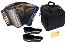 Hohner Corona II G/C/F Accordion - Pearl Dark Blue w/ Gig Bag