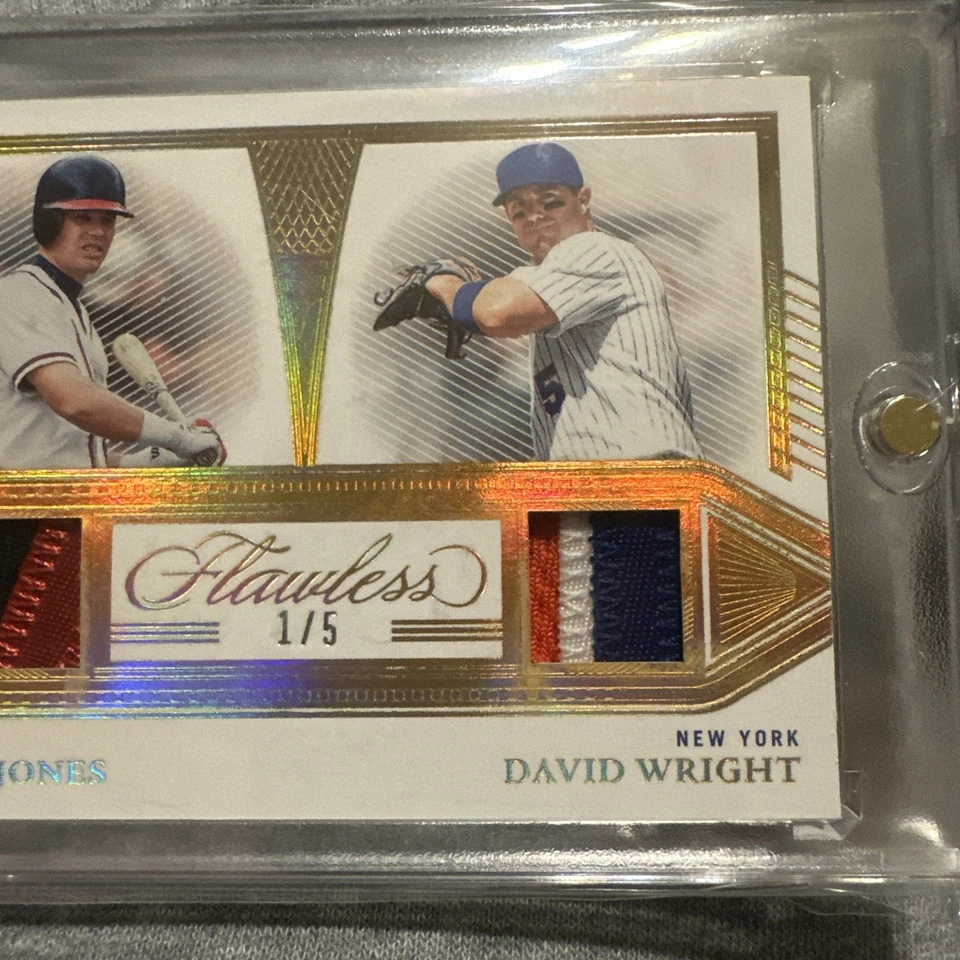 Parche dorado doble usado en el juego Chipper Jones David Wright 2023 impecable/5 SSP Mets Foto 3 de 4