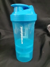 Smartshake Original2Go ONE Shaker Bottle Clear Blue 20oz W/ 2 Dry Containers NEW