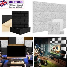 12Pcs Square Self-adhesive Acoustic Panel Sound Absorbing Soundproof Wall Panel