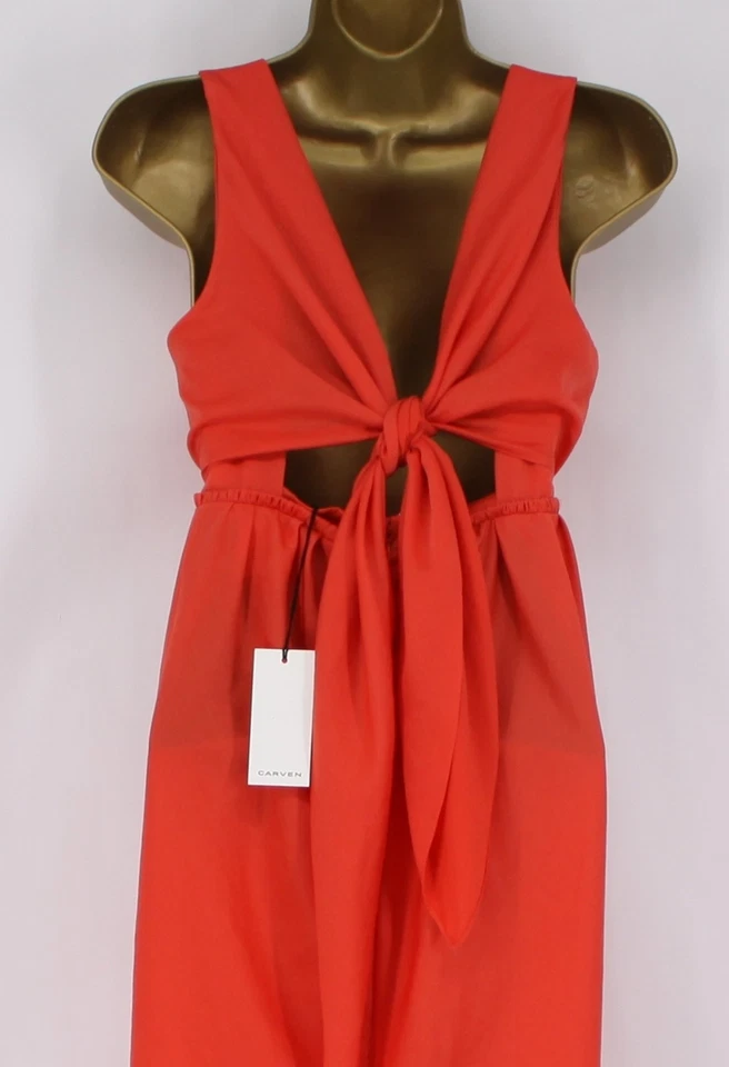 CARVEN WOMENS SATIN DRESS SLEEVELESS MAXI 40 / UK 12 GERANIUM RED RRP £334 AD - Image 3 of 4