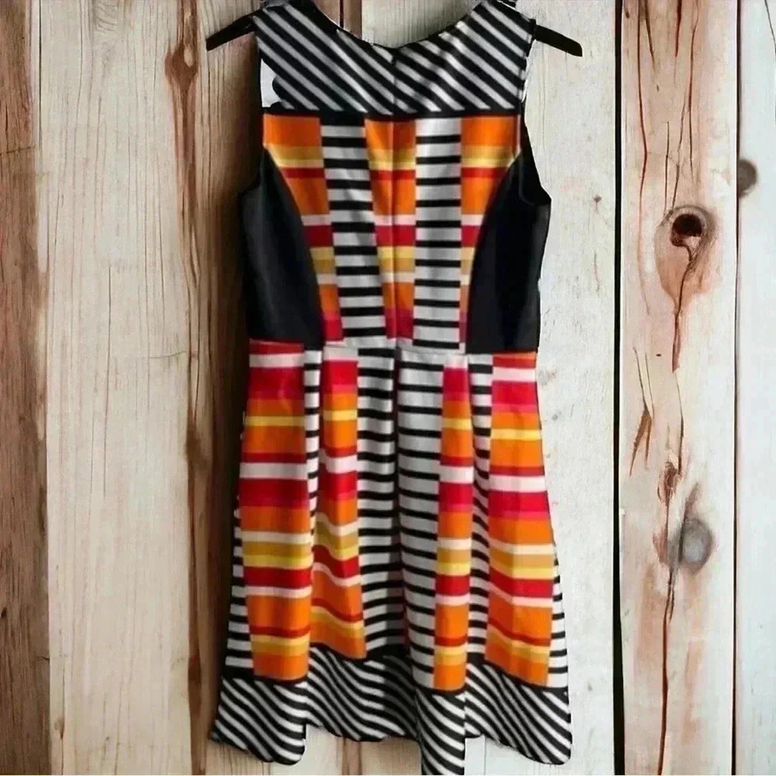 NY Collection Orange Patterned Flared Sleeveless … - image 2