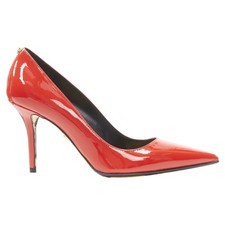 Versace Hibiscus Barocco G Sole Patent Medusa Stud Pump Women Red Size 37