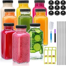 12Oz Glass Bottles with Lids,Juice Bottles Gifts for Women,Glass Bottles with Li