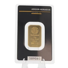 10 Gram Argor-Heraeus 999.9 Fine Gold Bar Switzerland Certified Assayer