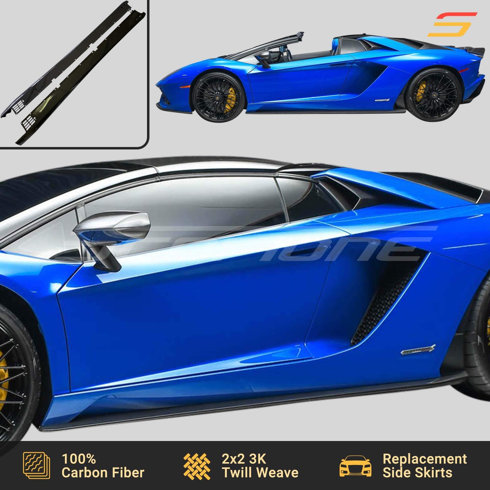 Scopione Carbon Widened Side Skirts for Lamborghini 18-21 Aventador S LP740-4