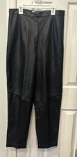 Genuine Leather Dress Pants Vintage Lord  Taylor 14P Black High Rise Beautiful
