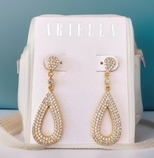 Ariella Collection, Cubic Zirconia Pave Teardrop Dangle Earrings, Gold-tone, NWT