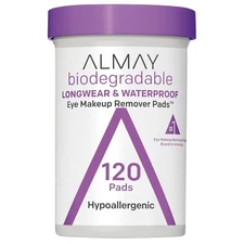 Almay Biodegradable Makeup Remover Pads, Longwear & 120 Count (Pack of 1) 