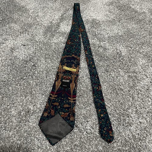 Corbata de seda con logotipo estampado de monograma Moschino para hombre multicolor vintage usada - Imagen 2 de 8