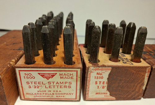 Millers Falls No. 1500 & 1550 Machine-made Steel Letter Stamp Set, with 1/8 inch