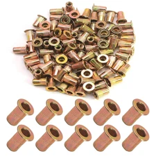 100Pcs M4 Rivet Nuts, Carbon Steel Rivnut Flat Head Threaded Insert Nut Knurled 