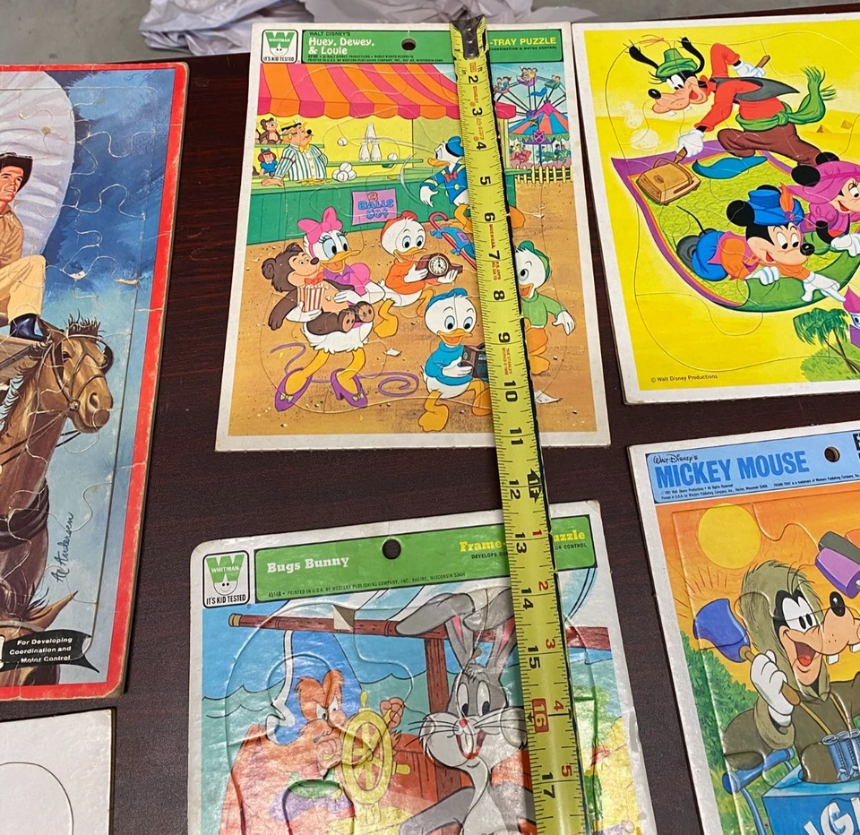 Vintage puzzle lot of 10 Whitman Disney Mickey Mouse Bugs Bunny Wagon Train + - Image 2 of 4