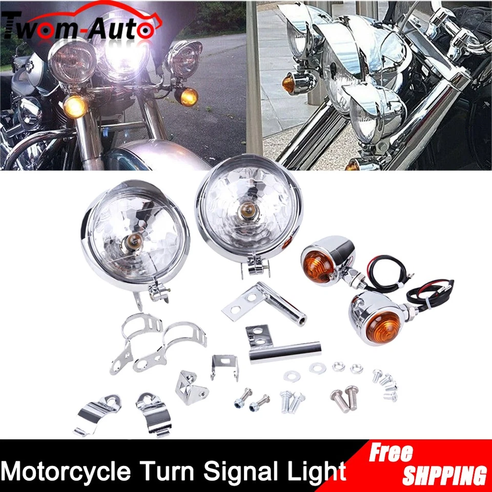 Kit de barra de luces antiniebla de punto de señal de giro de paso de conducción cromadas para motocicleta para Honda Foto 2 de 4