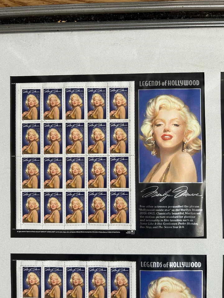 USA 1995 Marylin Monroe Legends Of Hollywood 1995 4x Full Sheet Stamps  - Image 2 of 4