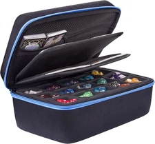 SIQUK Dice Storage Case Big Capacity Box with Double Removable Blue 