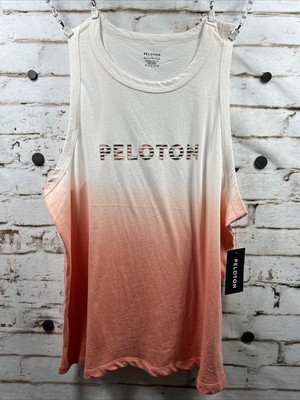 Peloton Ombre Go-To Racer Multicolor Tank Shirt XL Coral Peach Off White New