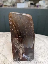 Natural Polished Plume Agate Freeform Crystal Specimen