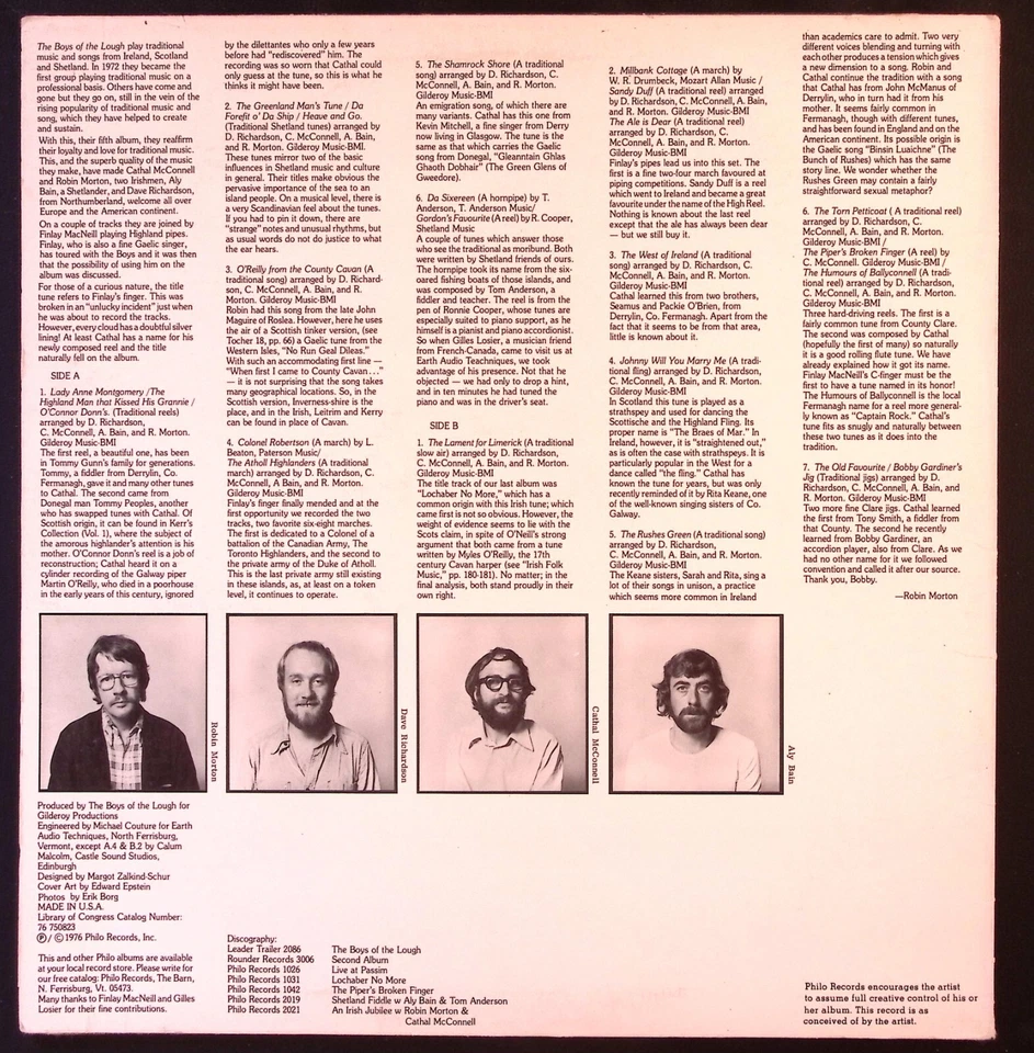 THE BOYS OF THE LOUGH THE PIPER'S BROKEN FINGER FOLK PHILO 1042 VINYL LP 111-16W - Image 2 of 4