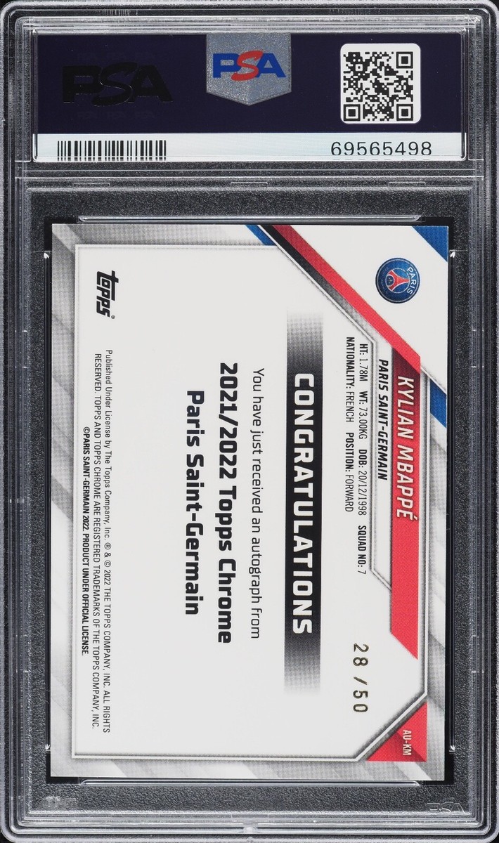 Kylian Mbappe 2021-22 Topps Chrome PSG ON CARD AUTO Wave