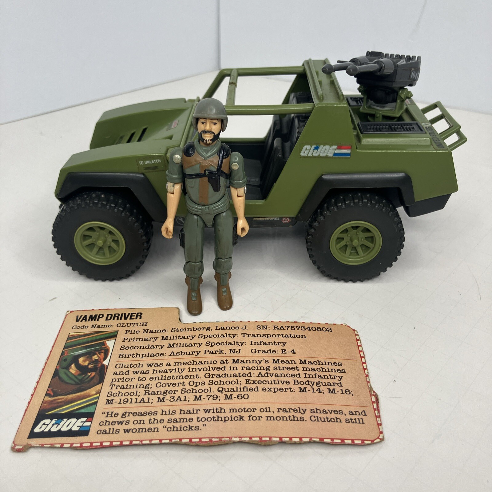 1982 GI Joe VAMP Truck with Straight Arm Clutch Figure and Accessories