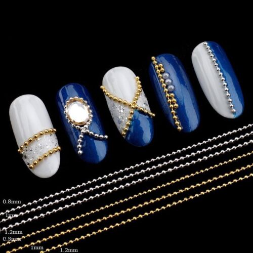 3D Metal Chain Nail Art Decorations Alloy Crystal Beads Nail Chains DIY Manicure - Picture 1 of 18