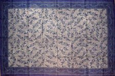 Cotton Olive Vine Tablecloth Rectangle Blue Grey Kitchen Dining Linen