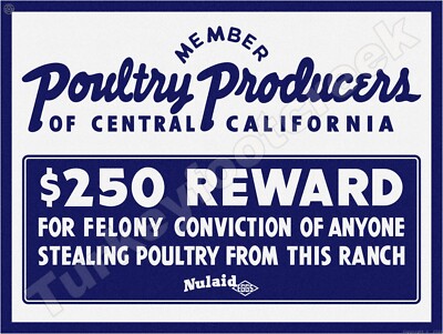 Poultry Producers Of Central California 9'' x 12'' Metal Sign