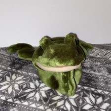 Folkmanis Folktails FROG Hand Puppet BULLFROG TOAD Plush Dark Green Toy 10" Long