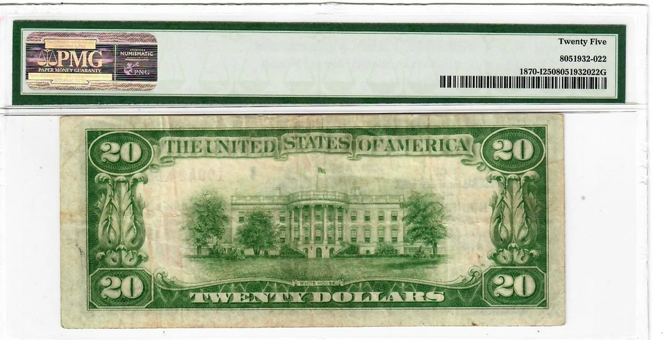 1929 $20 Fr 1870-I FRBN Minneapolis MN PMG Certified VF25 Graded Brown Seal 2022 - Image 2 of 2