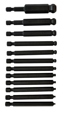 5/64-1/2'' 12pc Set Hex BallDriver  Quick Change Bits 3''Long Bondhus USA #10836