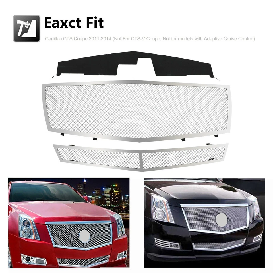 Fits Cadillac 2008-2013 CTS Stainless Steel Mesh Grille Insert Grill 10 11 12 - Imagem 4 de 4