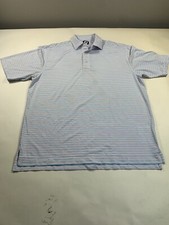 FootJoy Polo Shirt Mens Large Blue Striped Short Sleeve Golf