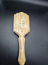 Vintage Art Deco Celluloid Vanity Hair Brush Engraved Marbled Pearly Pink 9.5"