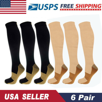 Copper Compression Socks Circulation 3 Pairs-Best Support for Women/Men USA