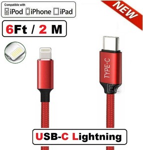 PD 6 ft Cable Lightning a USB-C para iPhone/iPad/iPod a USB Tipo C De Carga/Sincronización | eBay