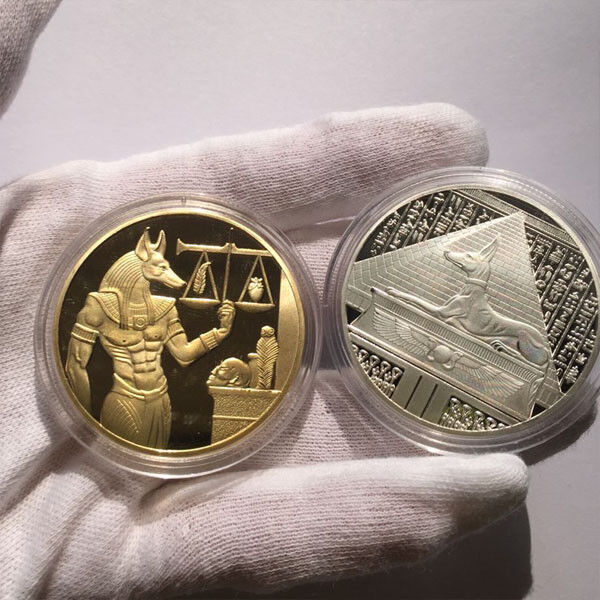 2x God of Death Egyptian Mummification Anubis Gold&Silve r Coin Collectible US