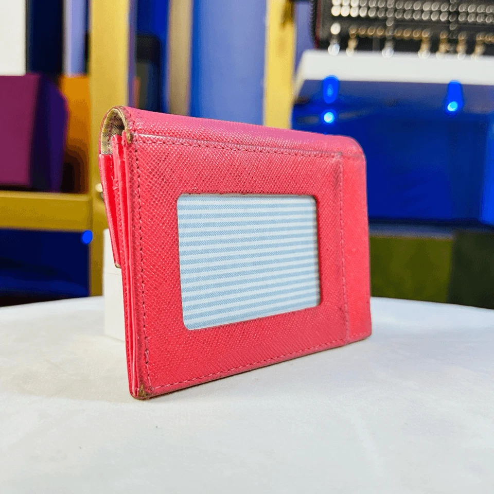 Cartera Compacta Samantha Thavasa Cuero Rosa ID Ventana Foto 4 de 4