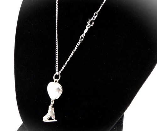 Vintage Sterling Silver Heart Locket with Ice Skate Charm 18" Pendant - Picture 5 of 5
