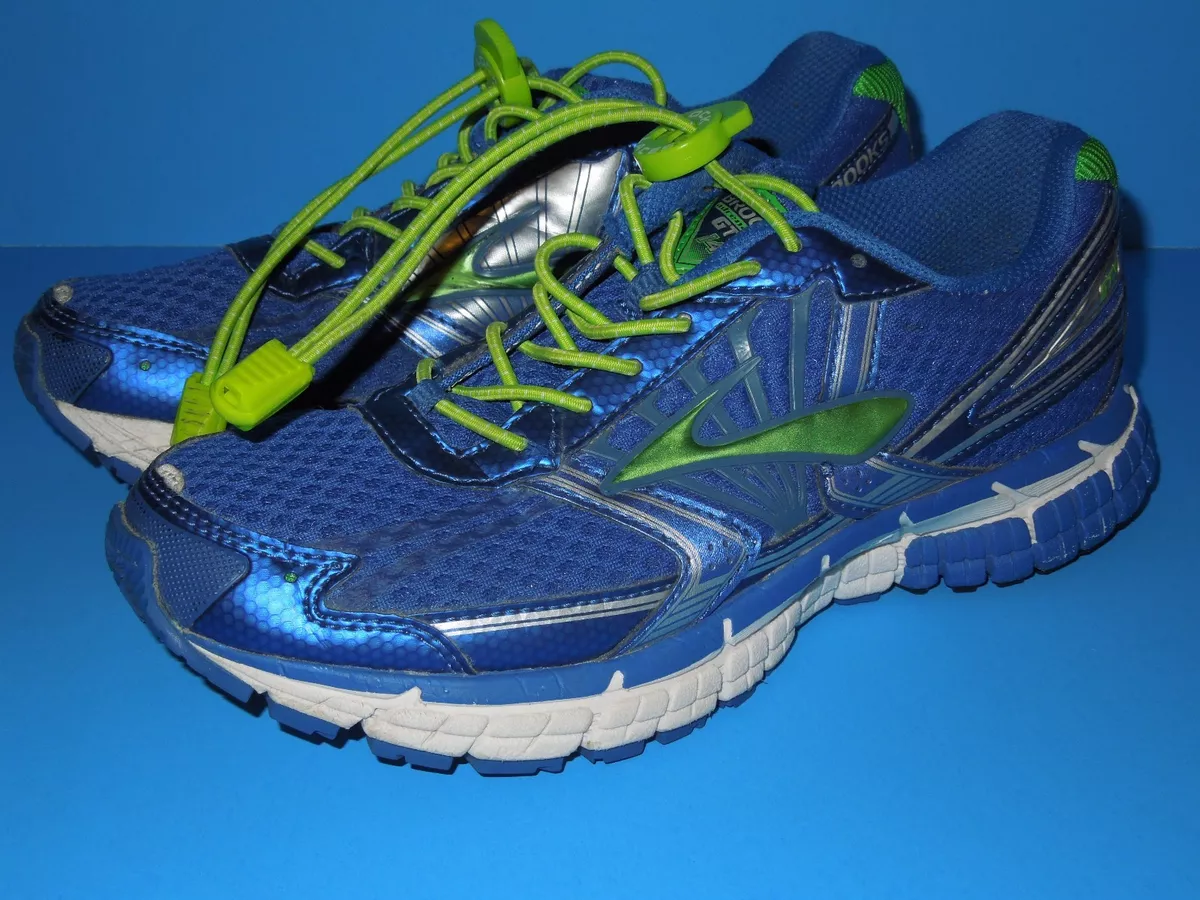 BROOKS ADRENALINE GTS 14 BLUE LIME RUNNING SHOES SIZE US 4 EUR 36