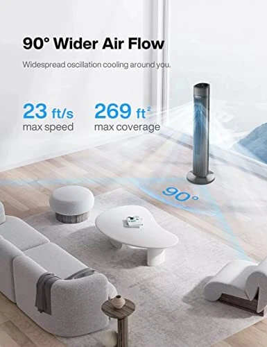 Pelonis 40-Inch Tower Fan, 90° Oscillating Bladeless Fan with Remote Control  | eBay