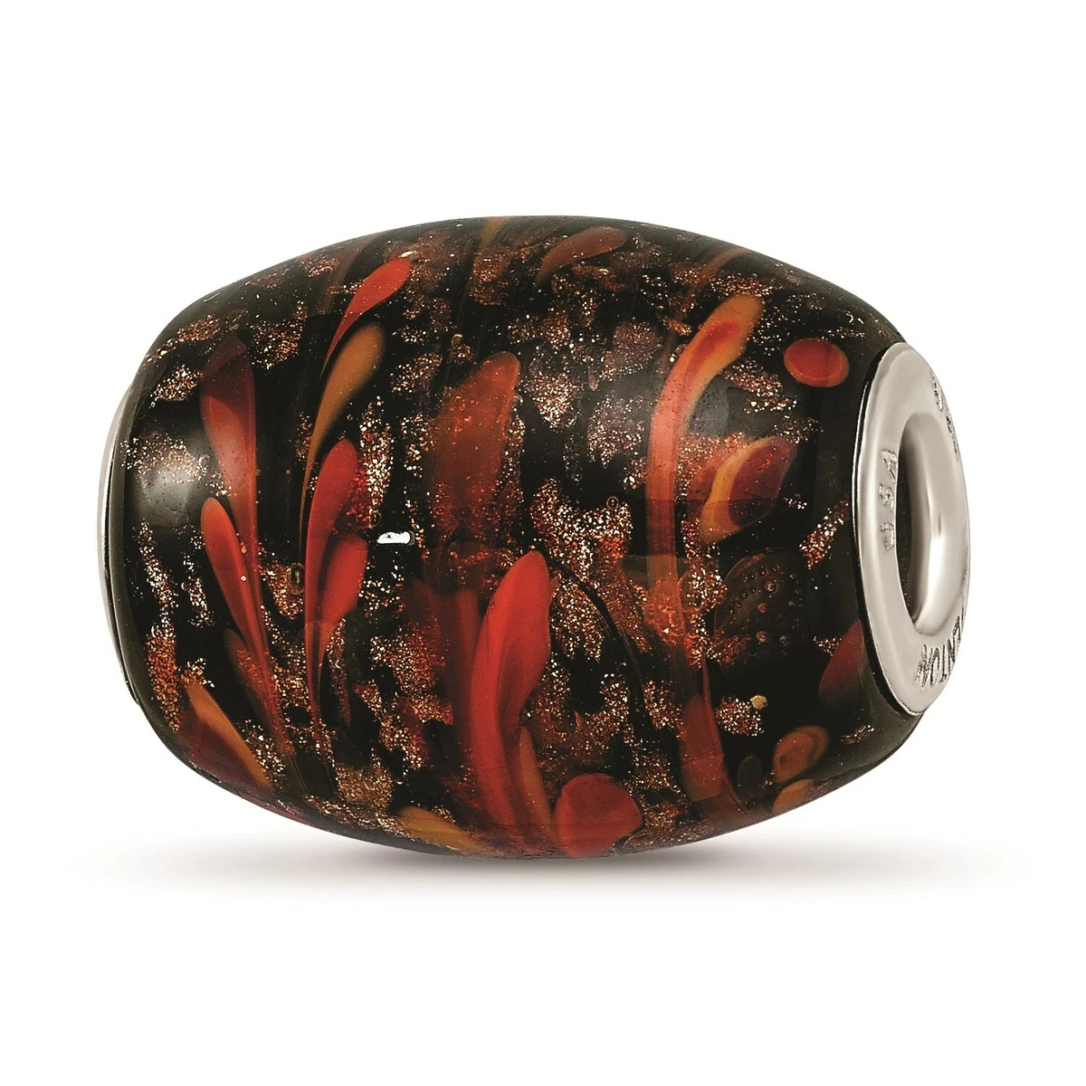 Reflection Beads Sterling Silver Black Orange Autumn Fires