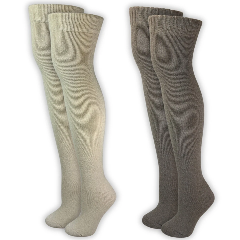 Kniestrümpfe Overknees Schafwolle Wollsocken Damen (2x Paar) Winterstrümpfe - Bild 2 von 4
