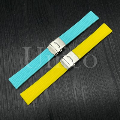 22 MM Silicone Rubber Watch Band Strap Deployment quick release Fits for Movado